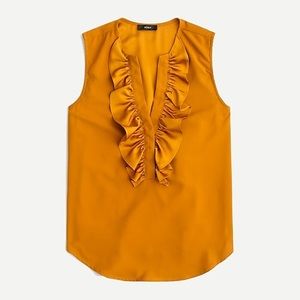 J. Crew Ruffle-front top in satin crepe